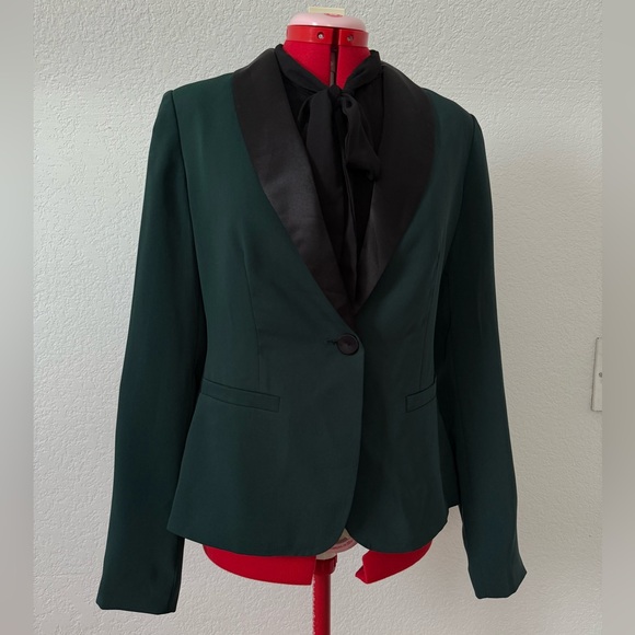 Emerald Green and Black Blazer - Picture 1 of 5